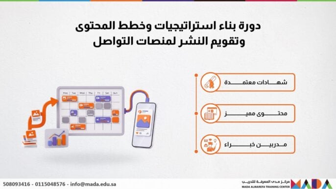 دورة بناء استراتيجيات وخطط المحتوى وتقويم النشر لمنصات التواصل