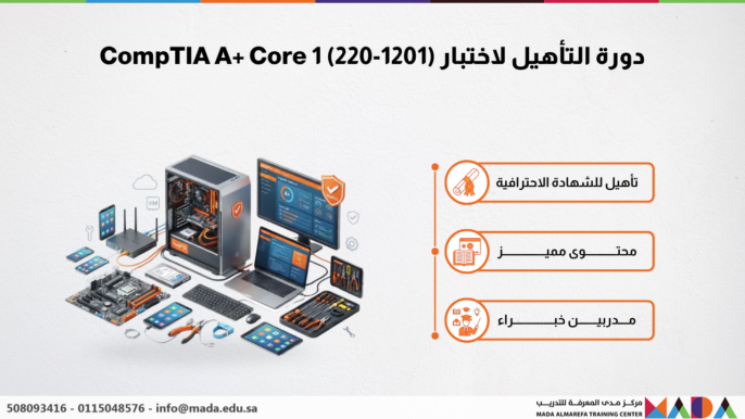 دورة التأهيل لاختبار CompTIA A+ Core 1 (220-1201)