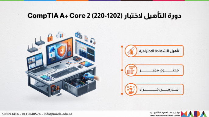 دورة التأهيل لاختبار CompTIA A+ Core 2 (220-1202)
